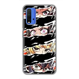 Силіконові чохлі з очіма Anime для Редмі 9т (Очі на чорному)