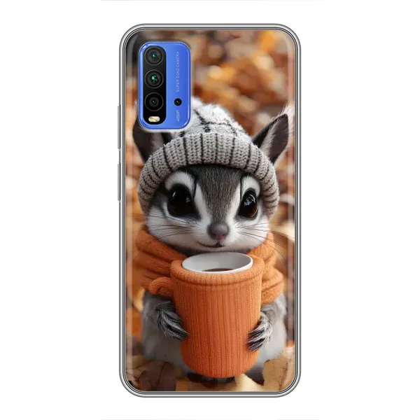 Чехол с рисунком «Грызунчик с кофе» для Xiaomi Redmi 9T Чехол с рисунком «Грызунчик с кофе» для Xiaomi Redmi 9T