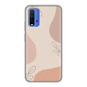 Чехол цветочный дизайн для Xiaomi Redmi 9T (Коричневый фон)