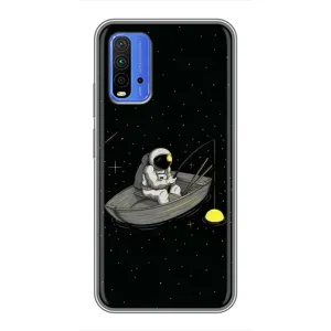 Силіконовый Чохол з принтом "Космонавти" на Xiaomi Redmi 9T (Космонавт на рибалці)