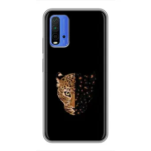 Чохол з леопардовим принтом на Xiaomi Redmi 9T (Леопард на чорному)