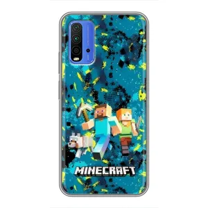 Чехлы для Xiaomi Redmi 9T (Персонажи Майн Крафт) (Майнкрафт)