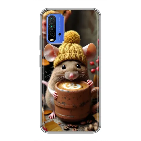 Чехол с рисунком «Мышка с кофе» для Xiaomi Redmi 9T Чехол с рисунком «Мышка с кофе» для Xiaomi Redmi 9T