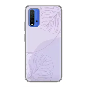 Чехол цветочный дизайн для Xiaomi Redmi 9T (Монстера фиолетовая)