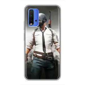 Силиконовый чехол с картинкой "Герой Pubg" на Xiaomi Redmi 9T (Пабг)