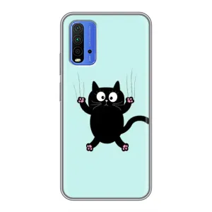 Силиконовый чехол с котиком для Xiaomi Redmi 9T (Падающий кот)