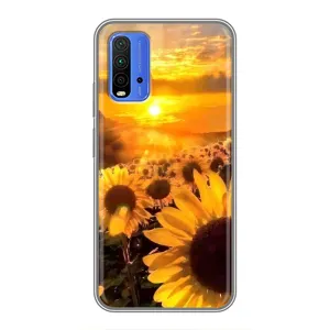 Чехол с Цветами для Xiaomi Redmi 9T (поле подсолнухов)