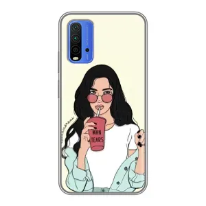 Силіконовый Чохол на Xiaomi Redmi 9T з картинкой Модных девушек (З напоєм)