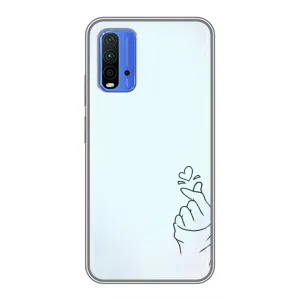 Чохол (Знак сердечка) для Xiaomi Redmi 9T (Сердечко на блакитному)