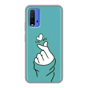 Чохол (Знак сердечка) для Xiaomi Redmi 9T (Сердечко на бірюзовому)