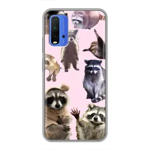 Силиконовый Чехол с Енотами на Xiaomi Redmi 9T (Смешные Еноты)