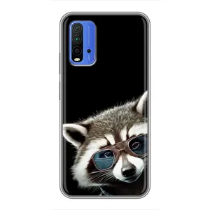 Силіконовий Чохол з Энотами на Xiaomi Redmi 9T (Стильний Єнот)