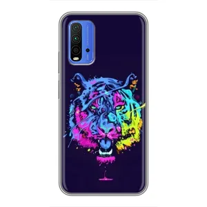 Силиконовый бампер с картинкой животных для Xiaomi Redmi 9T (Тигр-Арт)