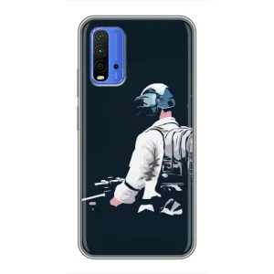 Силиконовый чехол с картинкой "Герой Pubg" на Xiaomi Redmi 9T (В экиперовке)