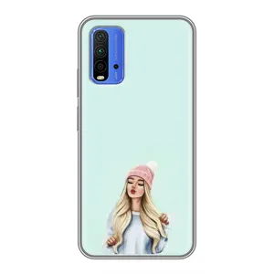 Силіконовый Чохол на Xiaomi Redmi 9T з картинкой Модных девушек (В шапці)