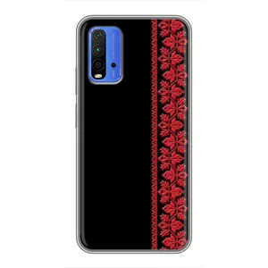 Силіконовый Чохол на Xiaomi Redmi 9T з картинкой Вишиванки (Вишиванка на чорному)