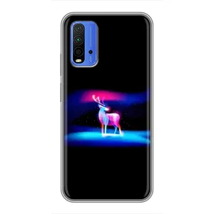 Силиконовый бампер с картинкой животных для Xiaomi Redmi 9T (Яркий олень)