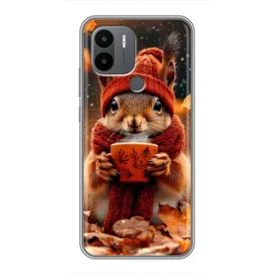 Печатный чехол «Зверята с кофе» для Xiaomi Redmi A1 Plus (Белка с кофе)