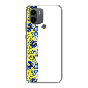 Силиконовый Чехол на Xiaomi Redmi A1 Plus с картинкой Вышиванки (Желто-синяя вышиванка)