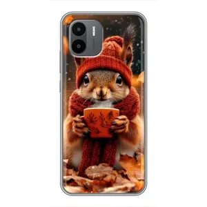 Печатный чехол «Зверята с кофе» для Xiaomi Redmi A1 (Белка с кофе)