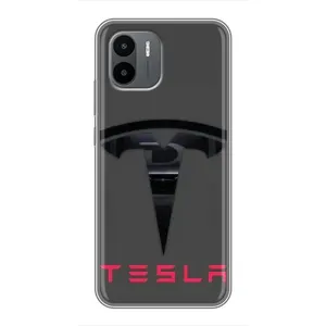 Силиконовый бампер с картинкой машины на Xiaomi Redmi A2 (Logo TESLA)