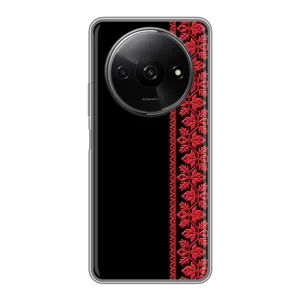 Силиконовый Чехол на Xiaomi Redmi A3 с картинкой Вышиванки (Вышиванка на черном)