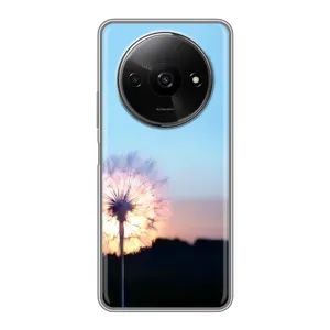 Силиконовый Чехол с одуванчиками на Xiaomi Redmi A3 (Закат с одуванчиком)