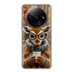 Печатный чехол «Зверята с кофе» для Xiaomi Redmi A3 (Жираф с кофе)