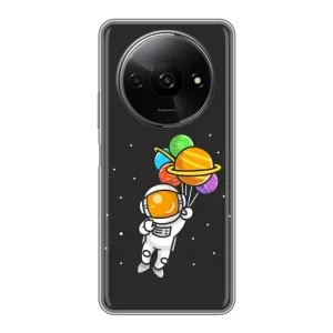 Силіконовый Чохол з принтом "Космонавти" на Xiaomi Redmi A3x (Космонавт з кульками)