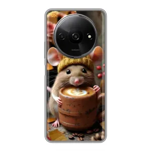 Печатный чехол «Зверята с кофе» для Xiaomi Redmi A3x (Мышка с кофе)