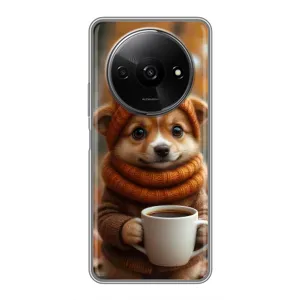 Печатный чехол «Зверята с кофе» для Xiaomi Redmi A3x (Собачка с кофе)