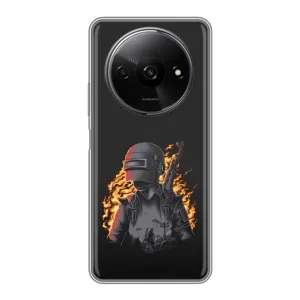 Силиконовый чехол с картинкой "Герой Pubg" на Xiaomi Redmi A3x (В огне)