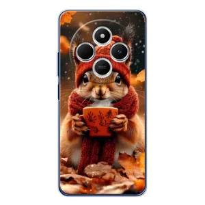 Печатный чехол «Зверята с кофе» для Xiaomi Redmi A4 5G (Белка с кофе)