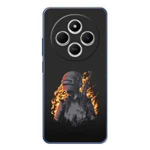 Силиконовый чехол с картинкой "Герой Pubg" на Xiaomi Redmi A4 5G (В огне)