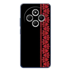 Силиконовый Чехол на Xiaomi Redmi A4 5G с картинкой Вышиванки (Вышиванка на черном)