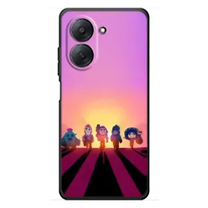 Силиконовый Чехол на Xiaomi Redmi A7 с картинкой Brawl Stars (Персонажи в закате)