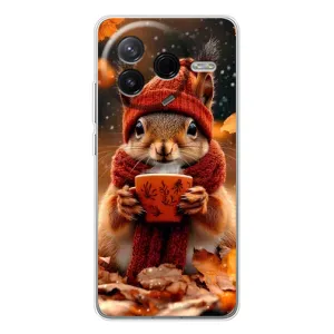 Печатный чехол «Зверята с кофе» для Xiaomi Redmi K80 Ultra (Белка с кофе)