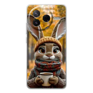 Печатный чехол «Зверята с кофе» для Xiaomi Redmi K80 Ultra (Зайчик с кофе)