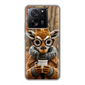 Печатный чехол «Зверята с кофе» для Xiaomi Redmi K90 (Жираф с кофе)