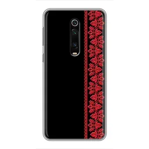 Силиконовый Чехол на Xiaomi Mi 9T Pro с картинкой Вышиванки (Вышиванка на черном)