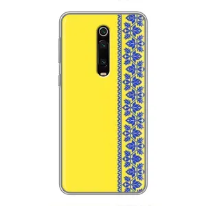 Силиконовый Чехол на Xiaomi Mi 9T Pro (Вышиванка на желтом)
