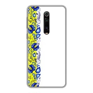 Силиконовый Чехол на Xiaomi Mi 9T Pro с картинкой Вышиванки (Желто-синяя вышиванка)