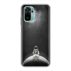 Силиконовый Чехол с принтом "Космонавты" на Xiaomi Redmi Note 10 5G (Космонавт романтик)