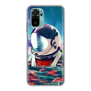 Силіконовый Чохол з принтом "Космонавти" на Xiaomi Redmi Note 10 5G (Космонавт у воді)