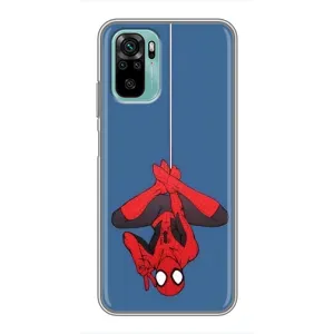 Чехол Супергерой Человека Паука на Xiaomi Redmi Note 10 5G (На паутине)