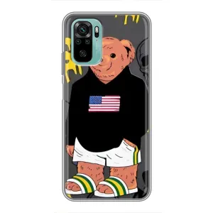 Чехлы Мишка Тедди для Редми Нот 10 (5G) (Teddy USA)