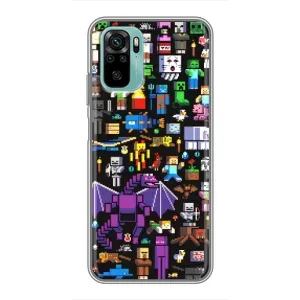 Чехол майнкрафт для Xiaomi Redmi Note 10 5G (Все персонажи)
