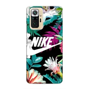 Силиконовый Чехол на Xiaomi Redmi Note 10 Pro с картинкой Nike (Цветочный Nike)