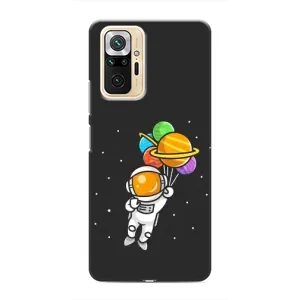 Силиконовый Чехол с принтом "Космонавты" на Xiaomi Redmi Note 10 Pro (Космонавт с шариками)