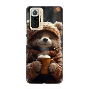 Печатный чехол «Зверята с кофе» для Xiaomi Redmi Note 10 Pro (Медвежонок с кофе)
